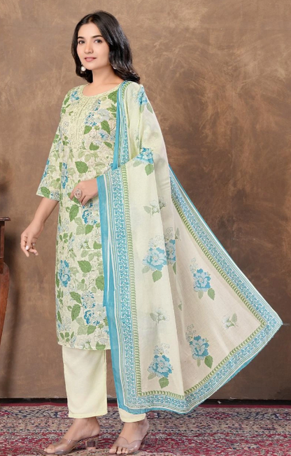 Aqua Floral Set - 4