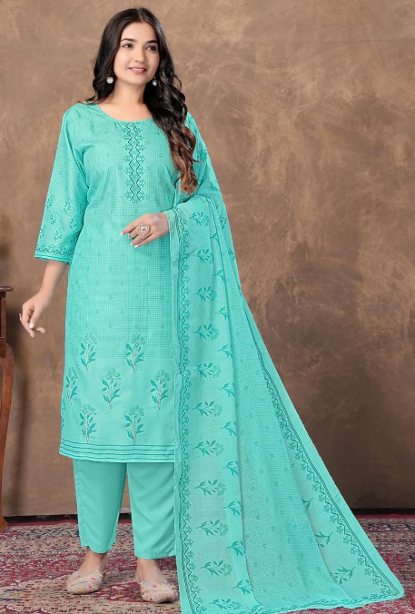 Turquoise Chikankari Set - 1