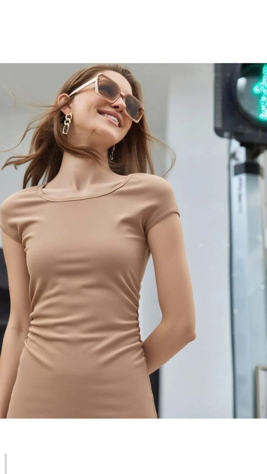Beige Bodycon Dress - 1