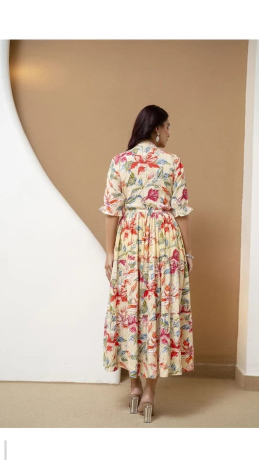 Ivory Floral Dress - 1