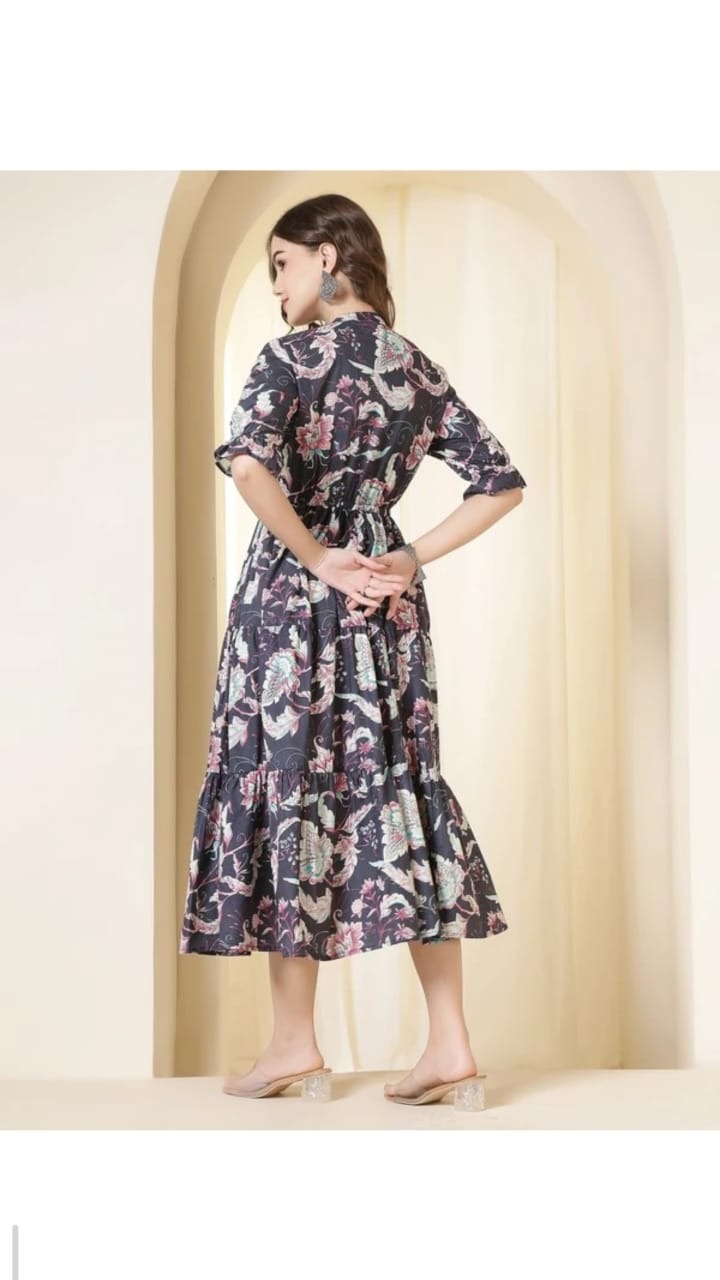 Black Floral Dress - 1